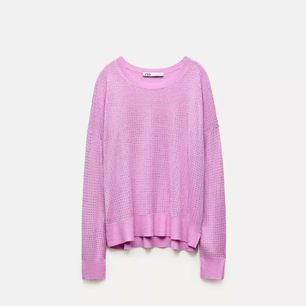 Zara Lilac Rhinestone fine knit top